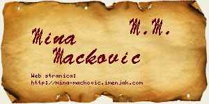Mina Mačković vizit kartica